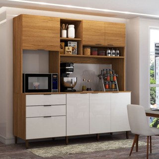 Cozinha Compacta Solaris 7 Portas 2 Gavetas Cinamomo/Off White - Panorama Móveis em Oferta na Shopee