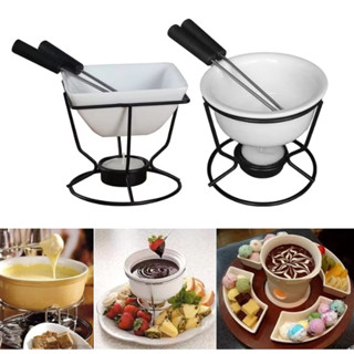 Diy conjunto de fondue de chocolate cerâmica manteiga aquecedores com prateleira em Oferta na Shopee