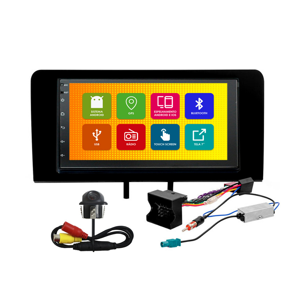 Kit Multimidia 7 Pol Audi A3 Sportback 2009 2010 2011 2012 Android 2Gb Ram 32Gb Flash Quad-Core Qa+ 2 Din Preto Wifi Gps em Oferta na Shopee