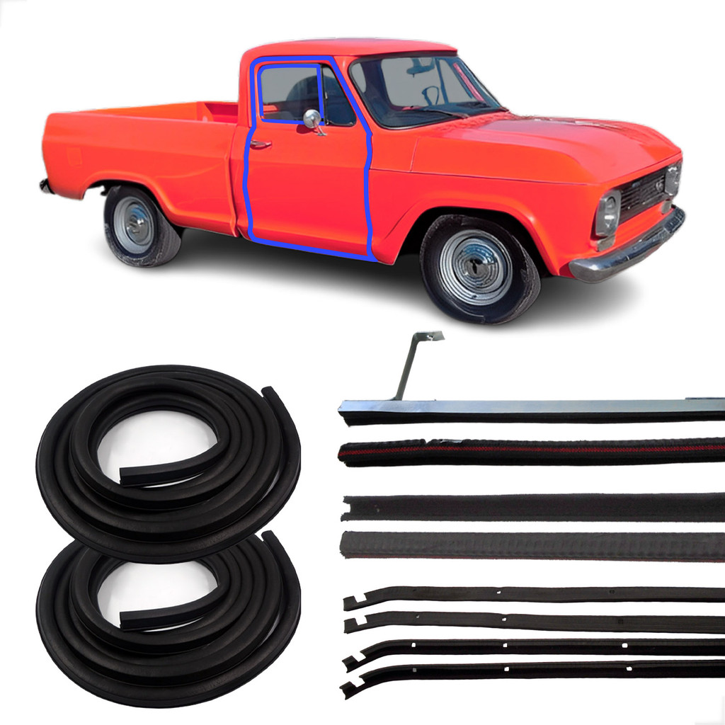 Kit Borracha de Porta Canaleta e Pestana Chevrolet C10 1964 a 1984 Borrachauto