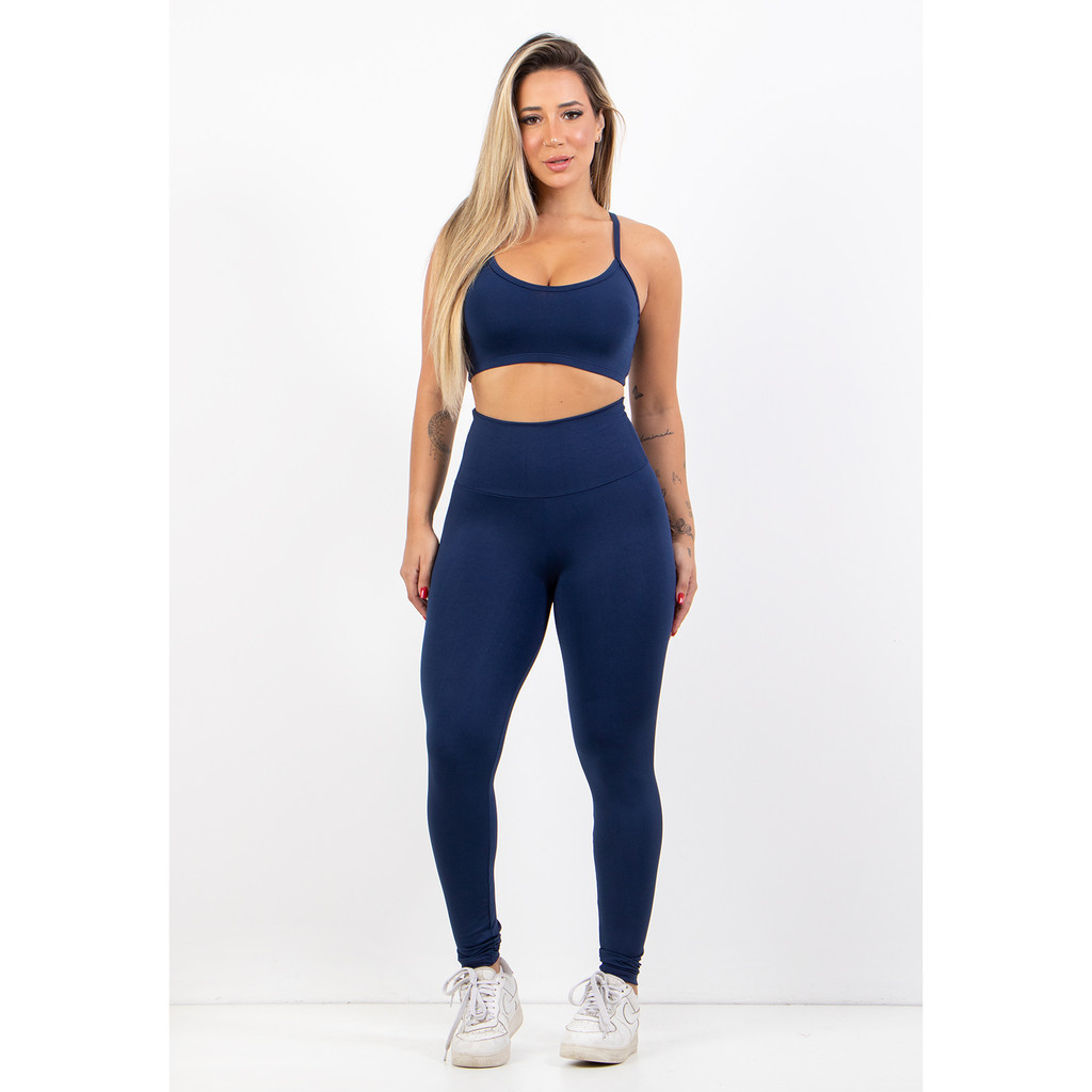 Conjunto Feminino Calça e Top de Alça  Modelador Cintura Alta Confortável