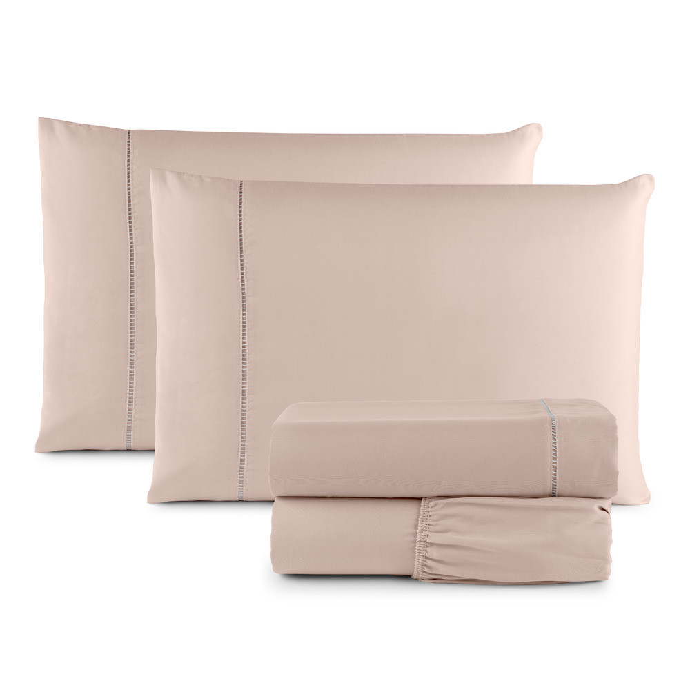 Jogo Para Cama Lençol Casal King 4 Peças 400 Fios Luxuoso Micropercal Ponto Palito