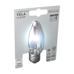 Lampada Led Vela Filamento Clear 4W 400lm 6500K E14 Deluxe