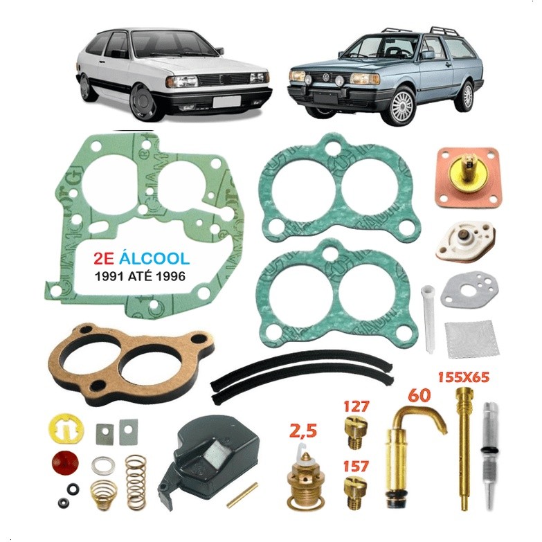 Kit Reparo Carburador 2e Com Gicle Gol Parati Santana Voyage Motor Ap 1.8 Álcool 91 Até 96 Álcool