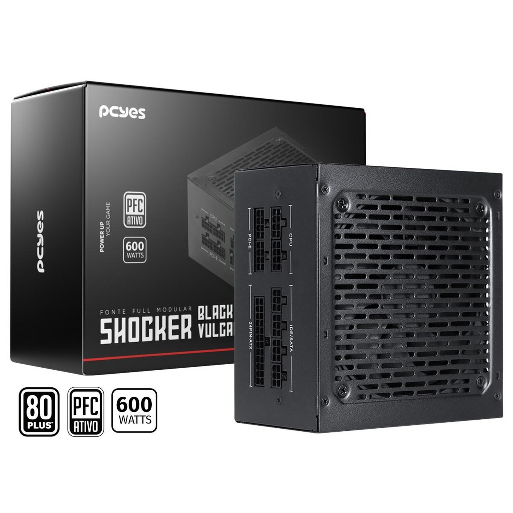 Fonte Gamer Pcyes Shocker Full Modular 600w 80 Plus White -
