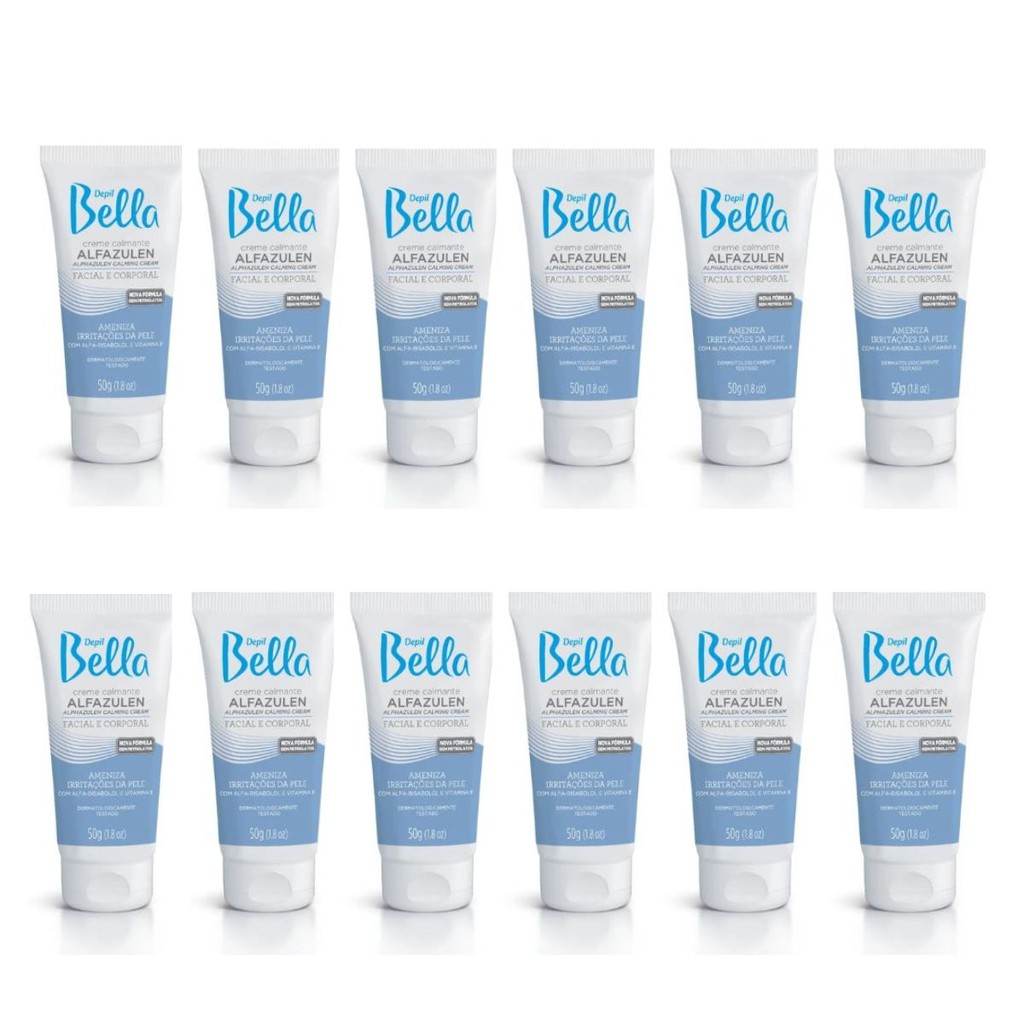 kit 12 Cremes  Calmante Alfazulen Depil Bella 50G