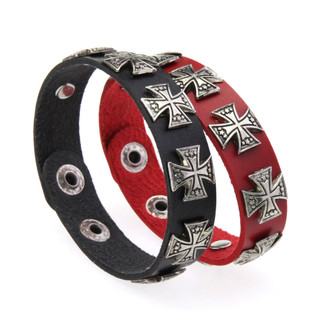 Retro Antigo Prata Cruz Pulseira De Couro Do Plutônio Para Homens Punk Hip-hop Moda Pulseiras Jóias