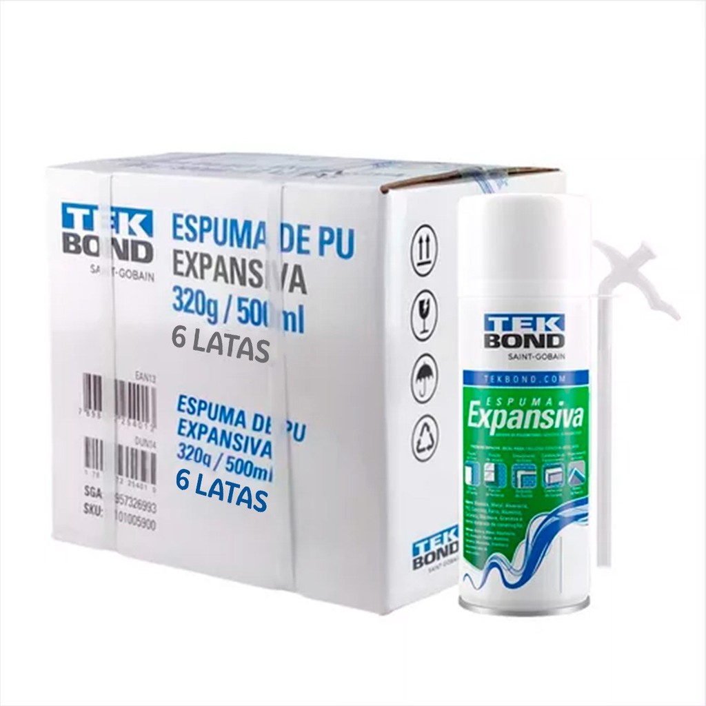 Espuma Expansiva 500ml/340g Poliuretano Expansível - Kit 6