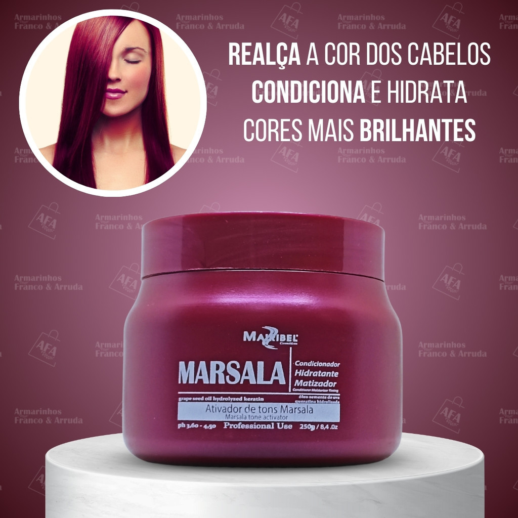 Máscara Matizadora Marsala Tonalizante de Tons Vermelho Marsala - Mairibel 250g
