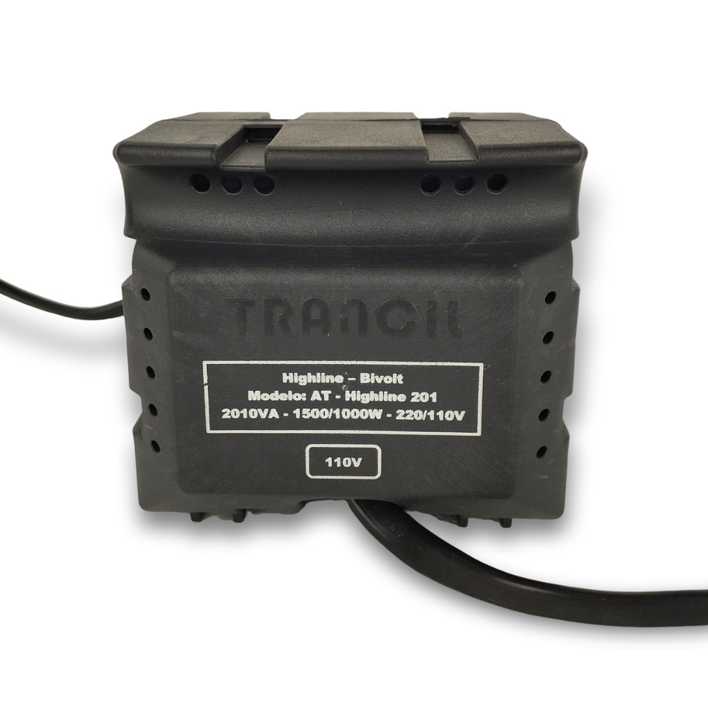 Detalhes do Transformador 2000VA Blindado 110v para 220v com Proteção termica e Isolamento Sonoro Bivolt Trancil Highline Preto