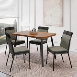 Conjunto Sala de Jantar 4 Cadeiras Seattle Carraro Nogal