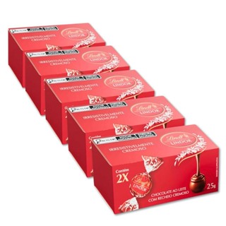 Trufa Lindt Lindor Duo Milk ao Leite Kit 5 Caixas de 25g em Oferta na Shopee