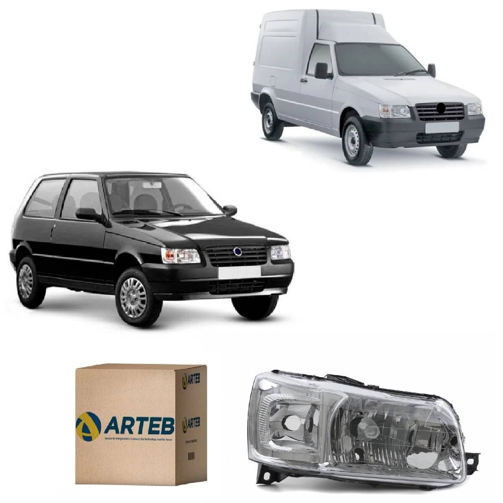 Farol Uno Mille 2005 2006 a 2012 Mascara Metalizada Lado Direito Arteb em Oferta na Shopee