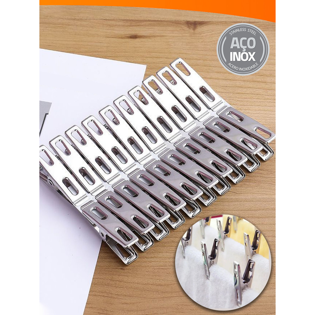 Kit 10 a 50 Grampos Prendedores De Roupa 100% Aço Inox Super Resistentes Kolling Sell
