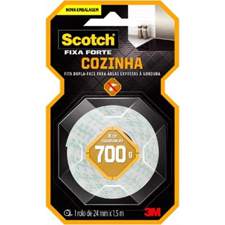 Fita Dupla Face Scotch Fixa Forte Cozinha 24mm x 1,5m (HB004750160) - 3M em Oferta na Shopee