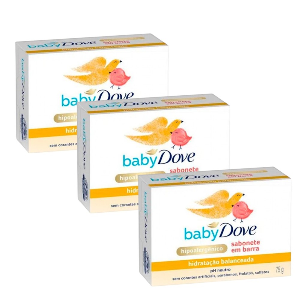 Dove Baby Kit 3un Sabonete em Barra Hidratação Balanceada - 75g