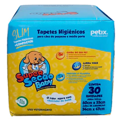 Tapete Higiênico Super Secão Baby Slim 30UN 60X55cm para Cães de Pequeno e Médio Porte