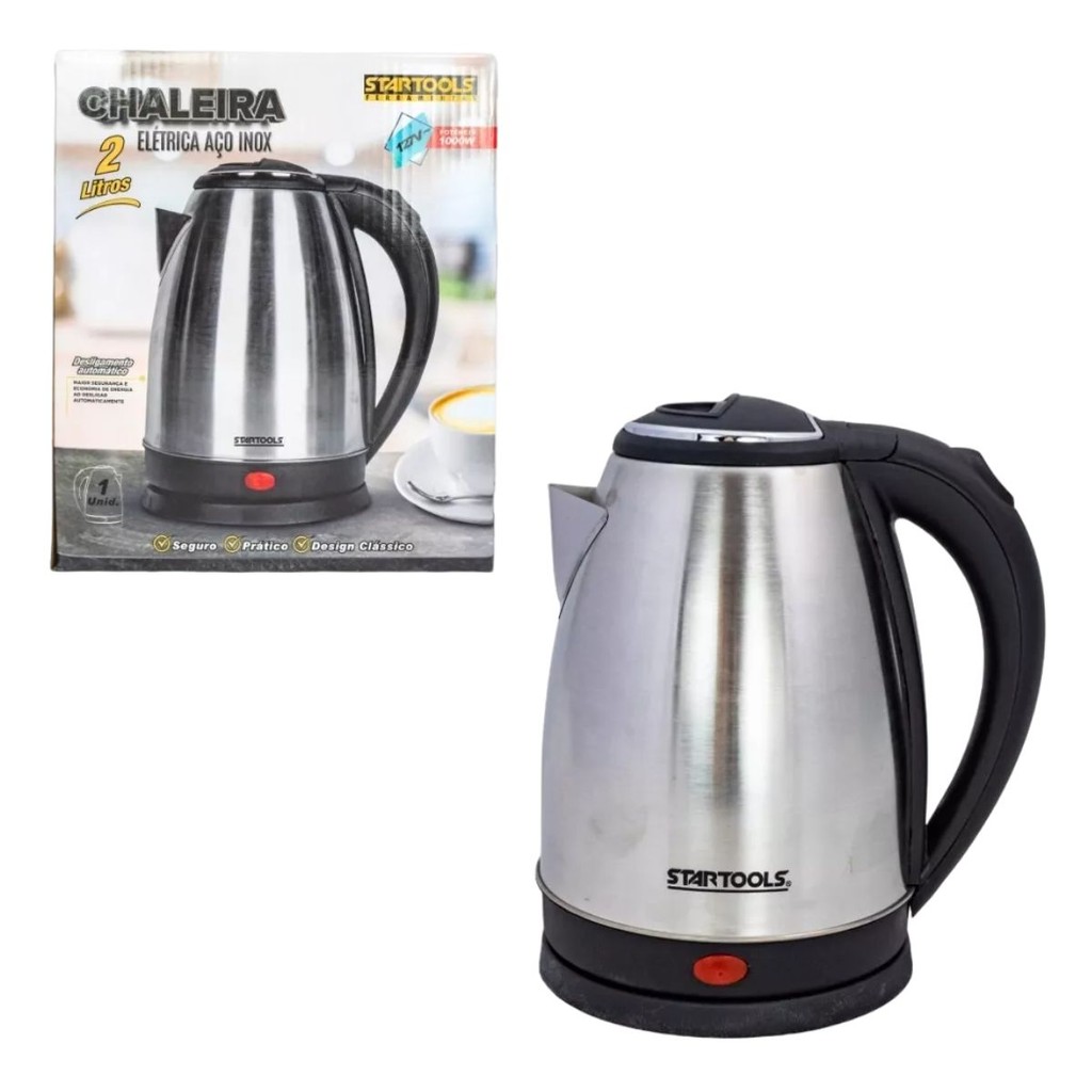 Chaleira elétrica inox com desligamento automático Jarra 1,8L 110v em Oferta na Shopee