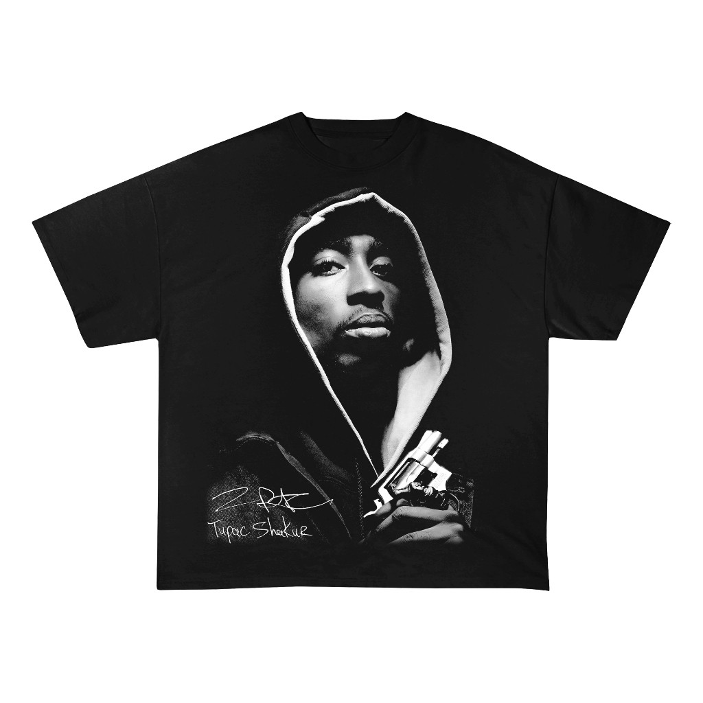 Camiseta Estampada unissex Cantor Artista Rosto TUPAC Camisa Premium 100% Algodão Casual Gola Redonda