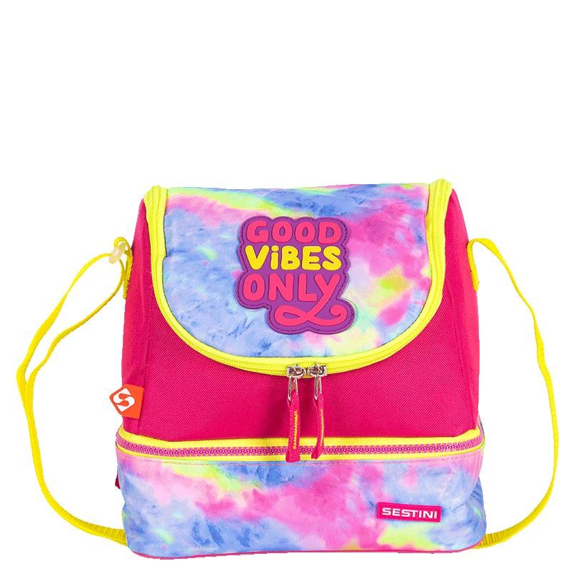 Lancheira Grande 2 compartimentos Sestini Good Vibes - Colorido em Oferta na Shopee