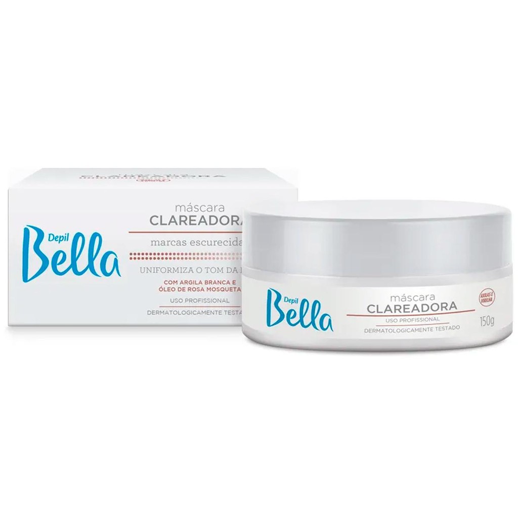 Máscara Clareadora Axilas e Virilha Depil Bella 150g Argila Branca Ação Suavizan