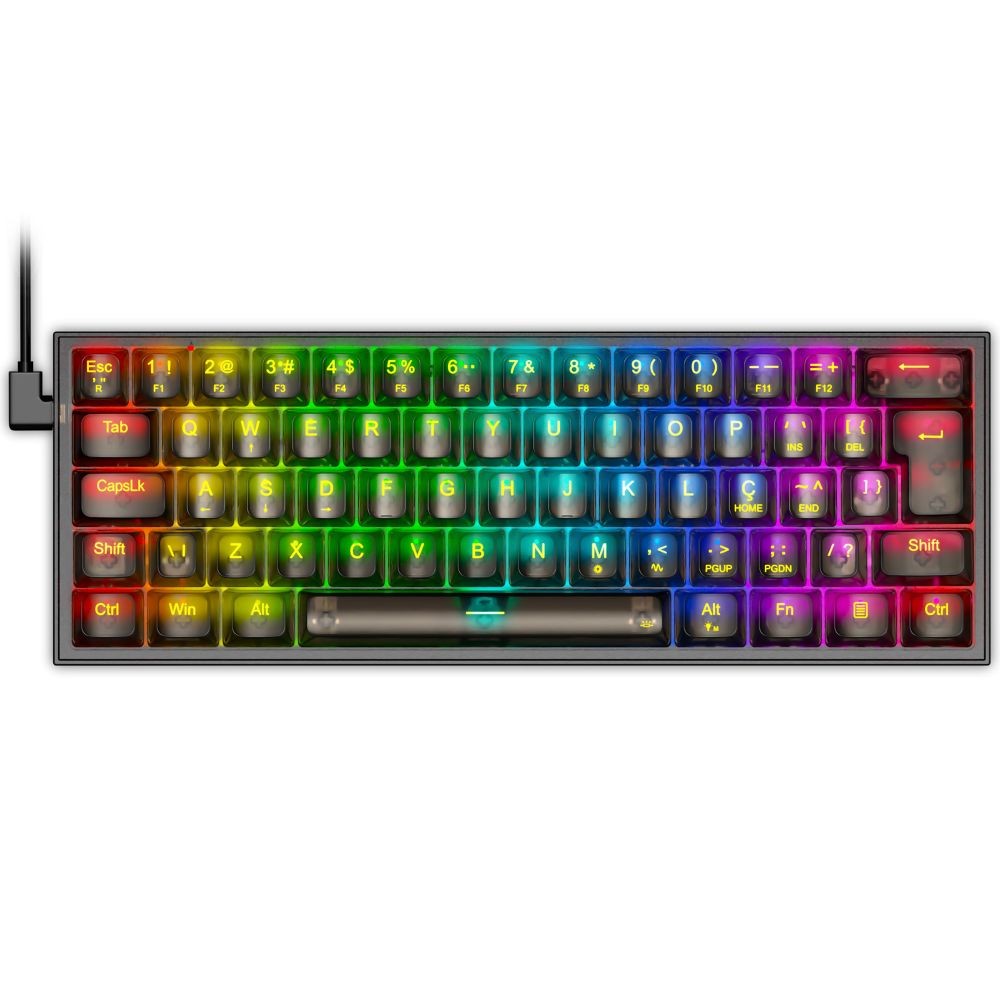 TECLADO MECANICO GAMER FIZZ RGB SWITCH CRYSTAL REDRAGON K617CTB-RGB CLEAR BLACK