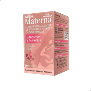 Materna Nestlé 30 Comprimidos Suplemento Vitamínico Gestação Saúde Nutricional Bem Estar Diário