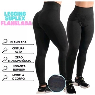 Legging Flanelada Grossa Calça Peluciada Forrada Por Dentro Costura Reforçada Inverno