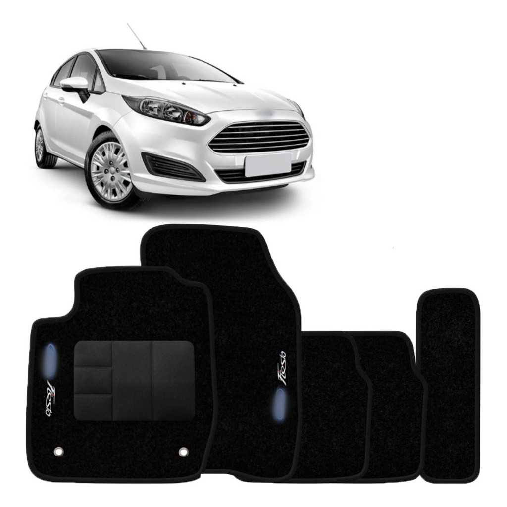 Kit de tapetes 5 peças específico New Fiesta 2014 / 2024 Carpete Preto