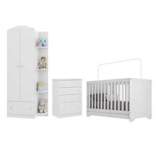 Quarto Infantil Completo com Berço 3x1 Multimóveis FG3033 Branco/Colorido em Oferta na Shopee