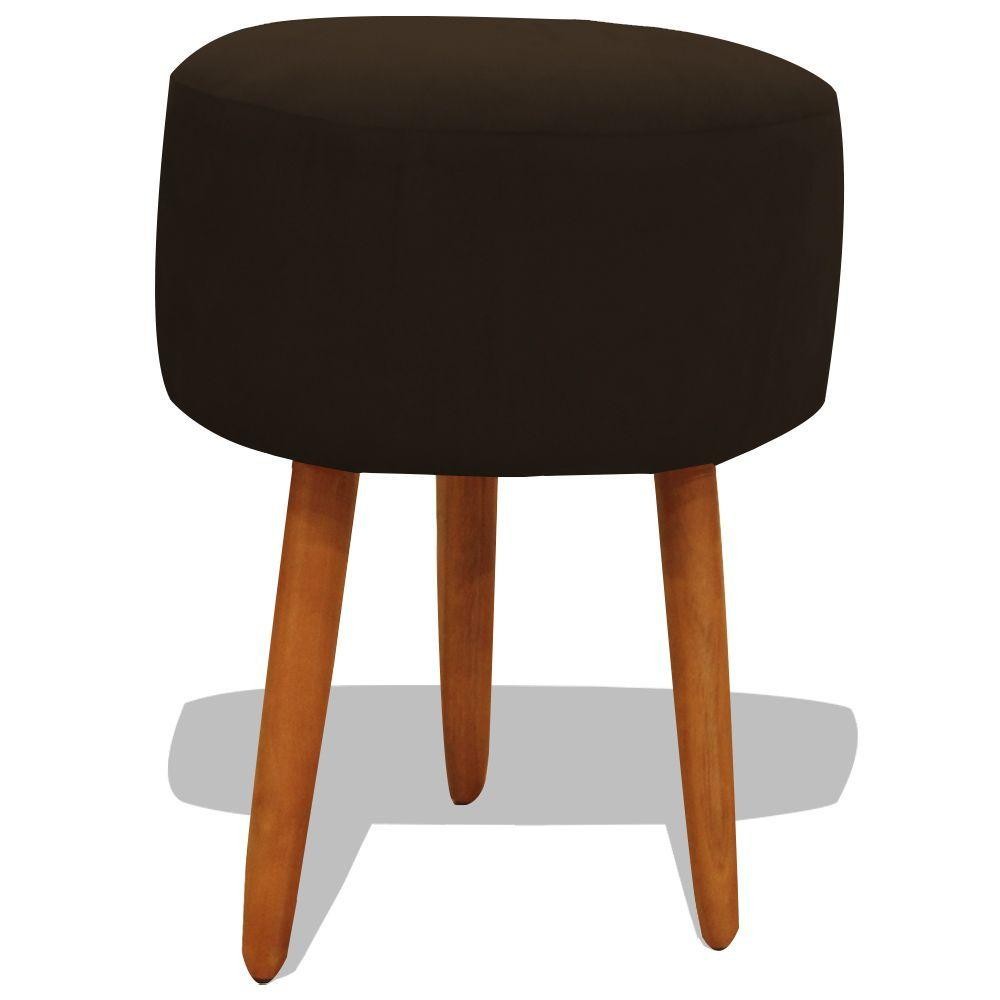 Puff Banqueta Decorativo Redondo Para Sala Pé Palito 50 Cm Altura Marrom Do Lar Móveis