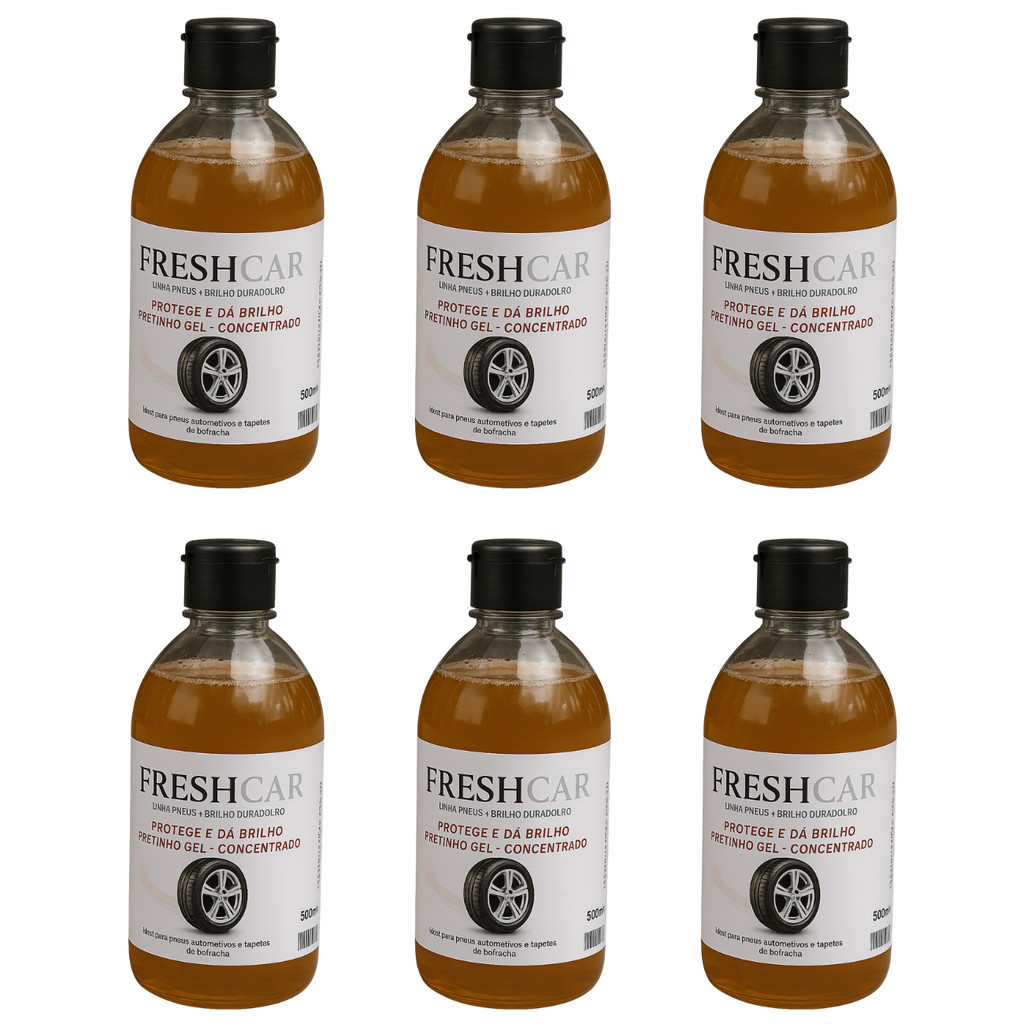 Kit 6 Pretinho Para Pneus Selante Reflect 500ml Abrilhantador FreshCar