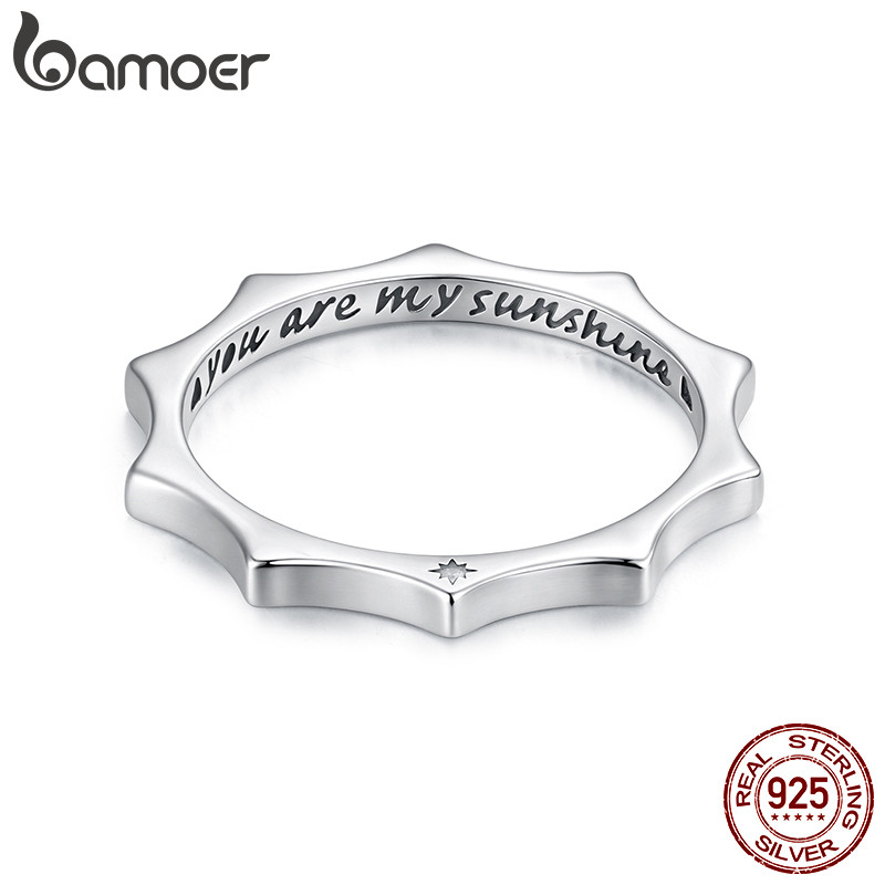 Bamoer Original 925 Anel De Prata Esterlina Sol Design De Moda Joias Presente Feminino em Oferta na Shopee