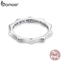 Bamoer Original 925 Anel De Prata Esterlina Sol Design De Moda Joias Presente Feminino