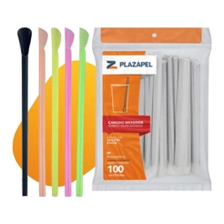 Caixa 1200 Und Canudo Canudinho Colher Mexedor Colorido Pazinha Caipirinha Bebidas Drinks 6mm