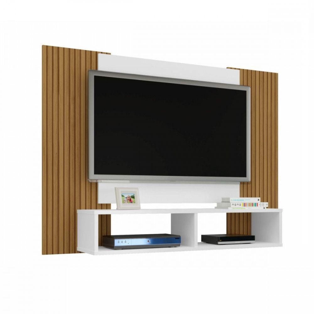 Painel Para Tv Até 48 Polegadas Com 2 Nichos Navi Bechara Branco Com Castanho em Oferta na Shopee