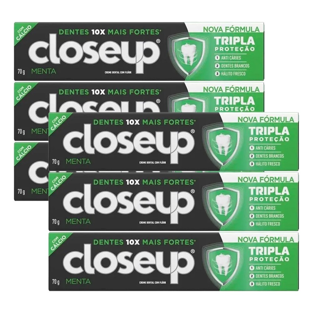 Kit 6 und Creme Dental Close Up Triple Menta 70g em Oferta na Shopee