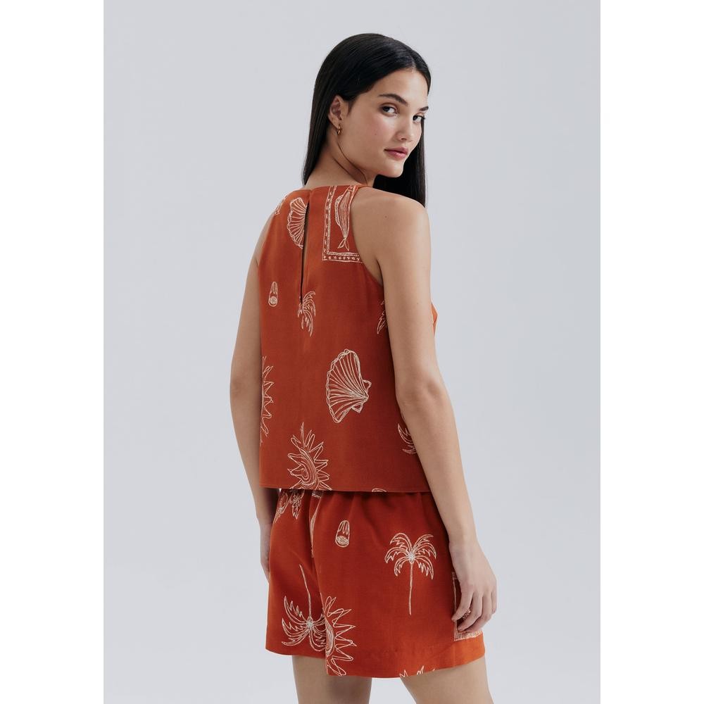Detalhes do Regata Feminina Halter Neck Estampada Hering