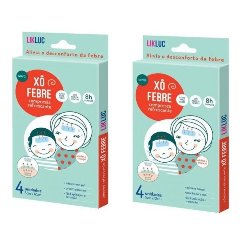 Xô Febre Adesivos Compressas Refrescante Alivio Kit com 2