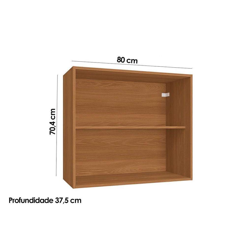 Detalhes do Armário Aéreo p/ Cozinha Ciela R644 c/ 2 Portas 80cm Canela - Kappesberg