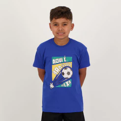 Camisa Aqui é Brasil Infantil Azul