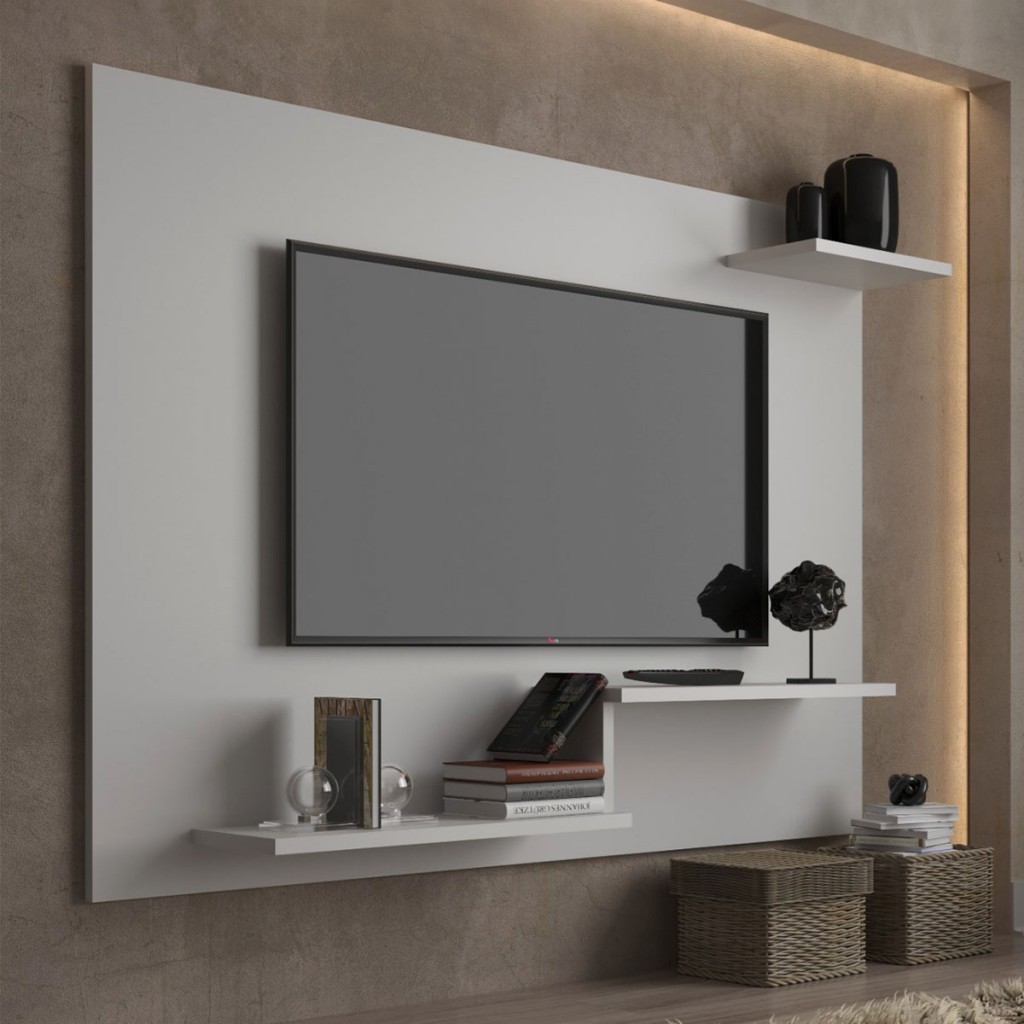 Painel para TV Até 43 Polegadas Denver 3 Prateleiras Branco - Jcarvalho em Oferta na Shopee