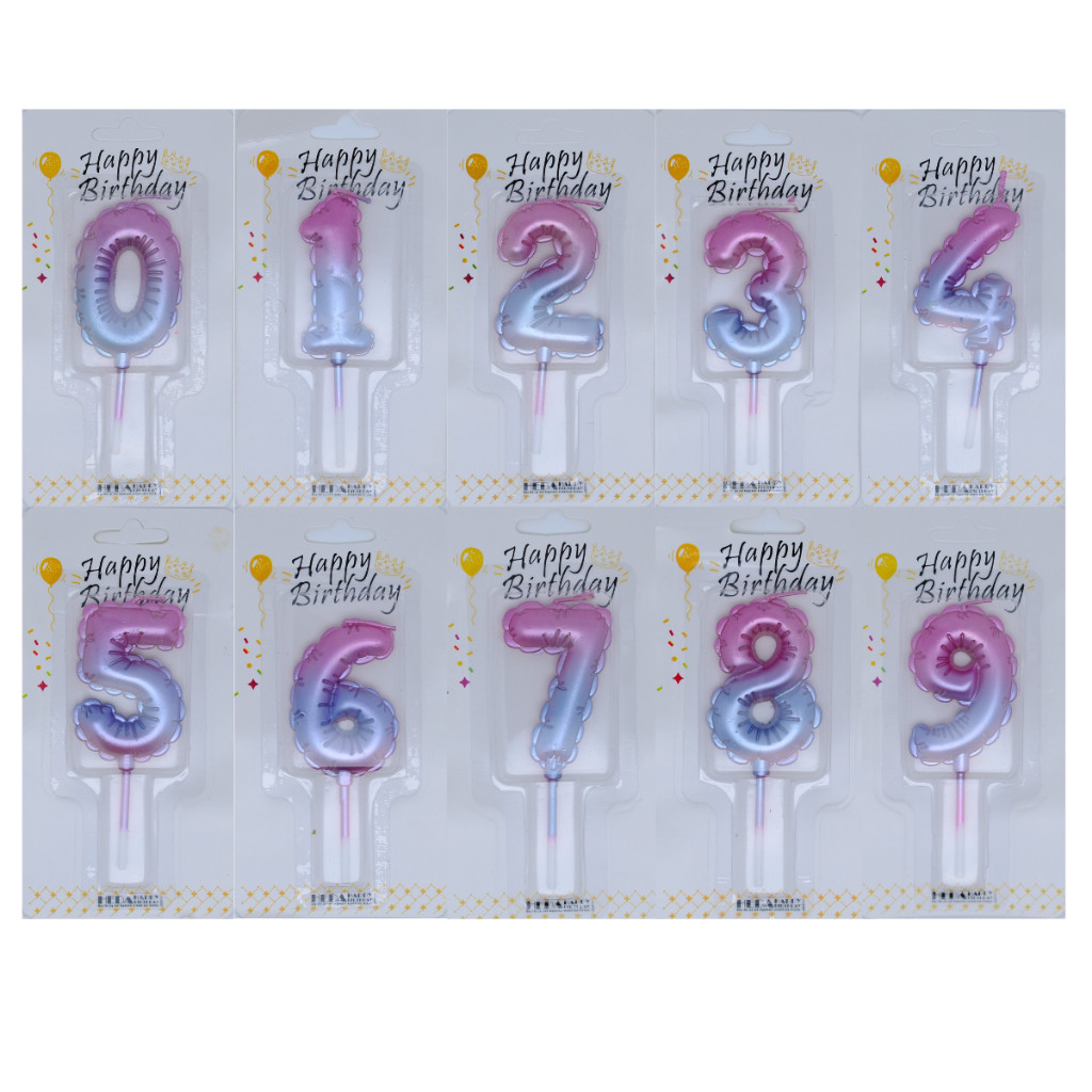 Vela de Aniversario Renda Gradiente Rosa 0-9 em Oferta na Shopee