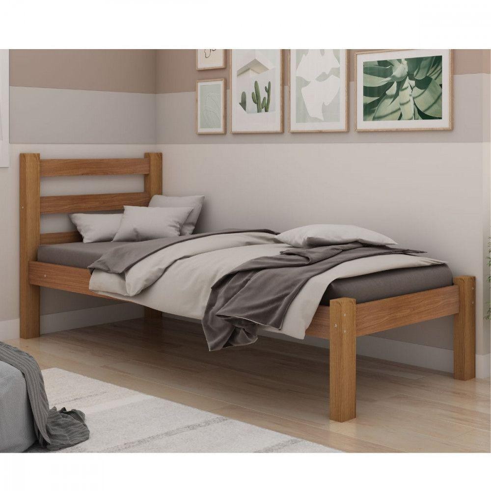 Cama de Solteiro Para Colchão 78cm Guara Plus Arauna Freijo - Home & Living