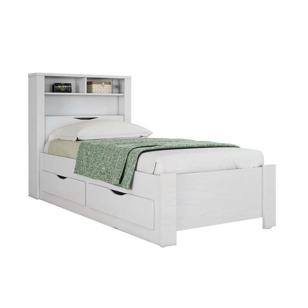 Cama Solteiro Multifuncional Invicta c/ 2 Gavetas Branco - Santos Andirá - Home & Living