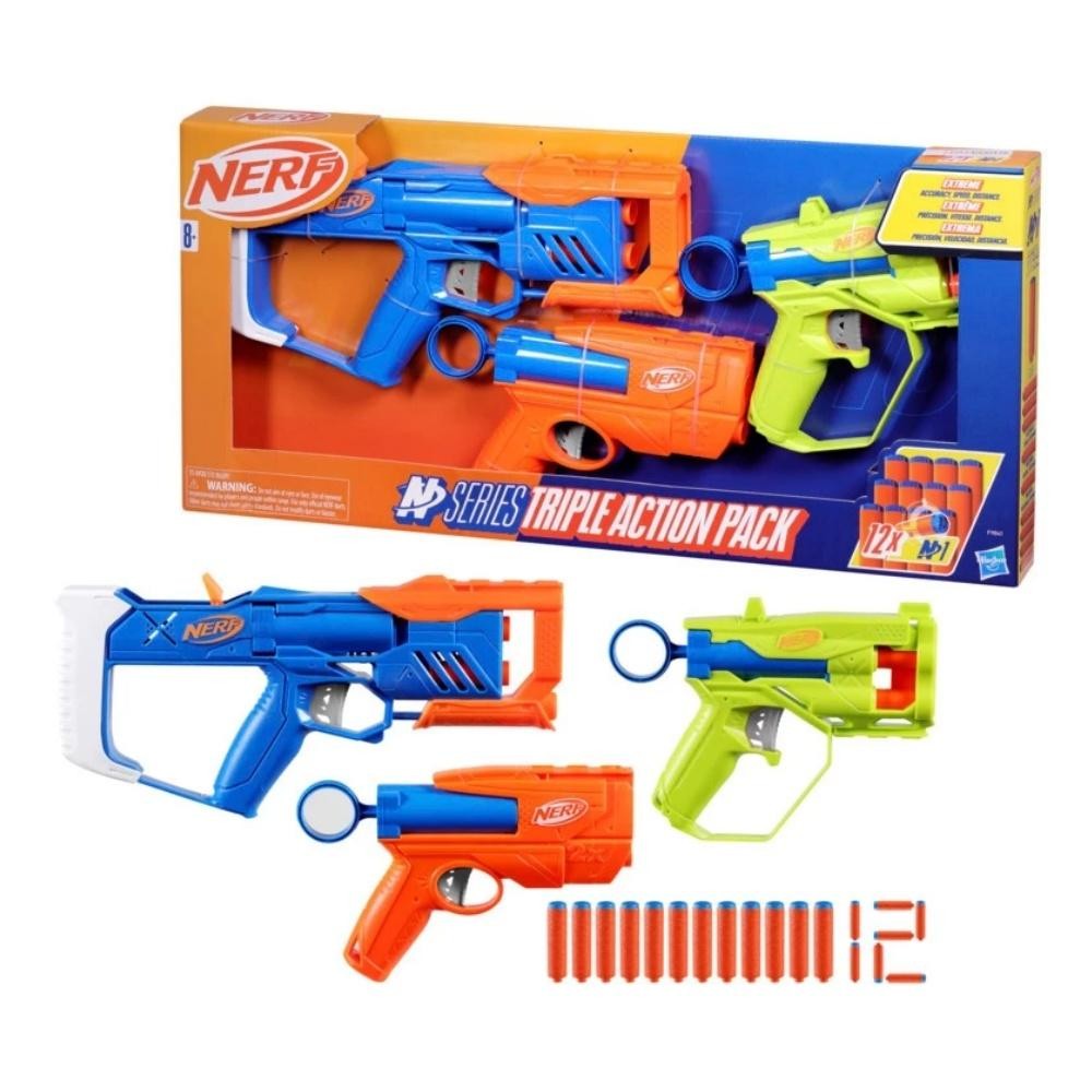 Nerf Kit 3 Lançadores de Dardos N Series Triple Action - Hasbro