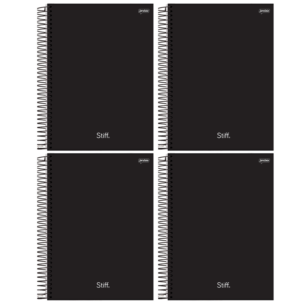 Caderno Universitário Capa Dura 1 Matéria 80 Folhas Preto Stiff Slim Jandaia - 4 Unidades em Oferta na Shopee