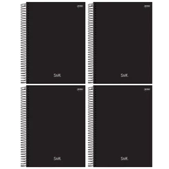 Caderno Universitário Capa Dura 1 Matéria 80 Folhas Preto Stiff Slim Jandaia - 4 Unidades