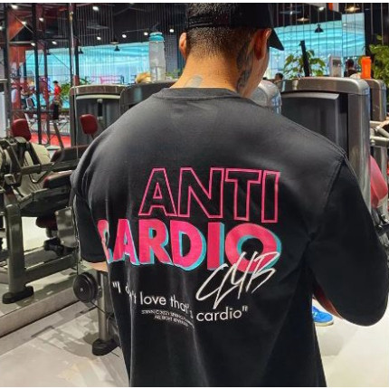 Camiseta Academia Moda Fitness Maromba "ANTI CARDIO CLUB" Estampada