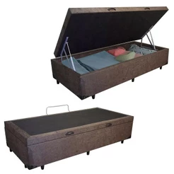 Cama Box Baú Solteiro Suede Serene Marrom 88x188x44